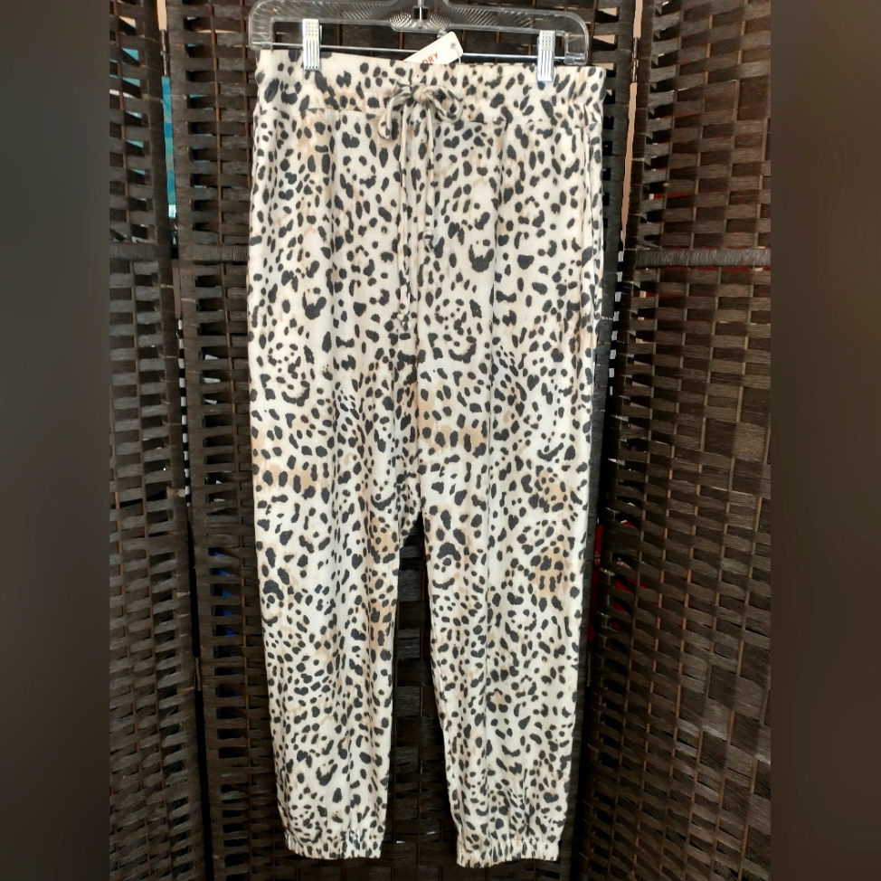#0349 Large Nwt Sundry Super Soft Lounge Pants, Cream/Blk/Tan Animal Print